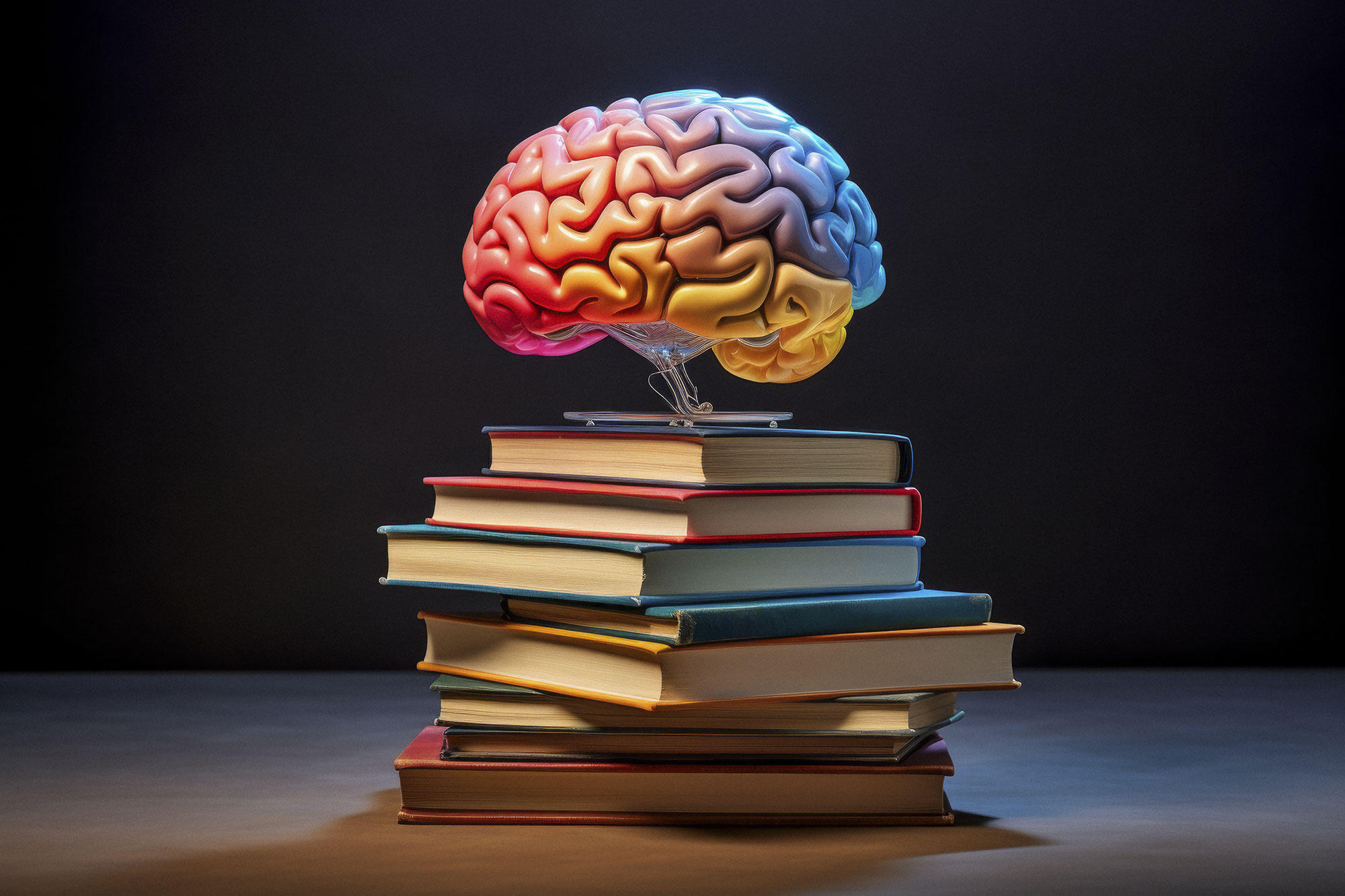cognition - cerveau au dessus de livres